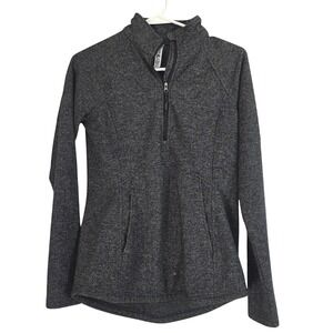 Kyodan Outdoor Womens Herringbone Quarter Zip Pullover Jacket Gray Black P/S